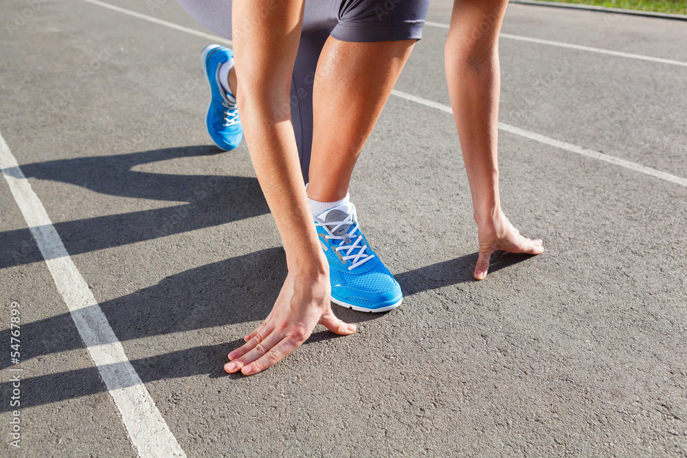 Closeup of runners shoe - running concept