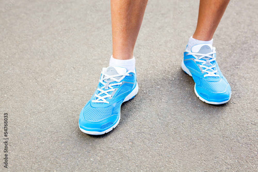 Closeup of runners shoe - running concept