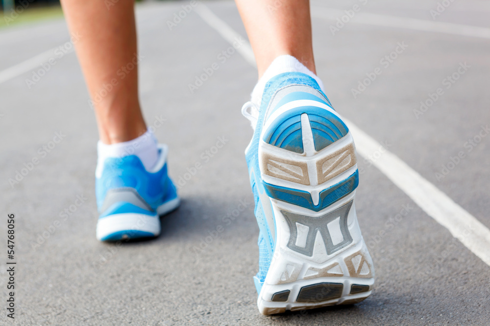 Closeup of runners shoe - running concept