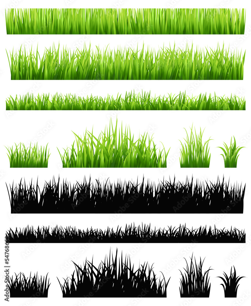 Green grass collection - obrazy, fototapety, plakaty 