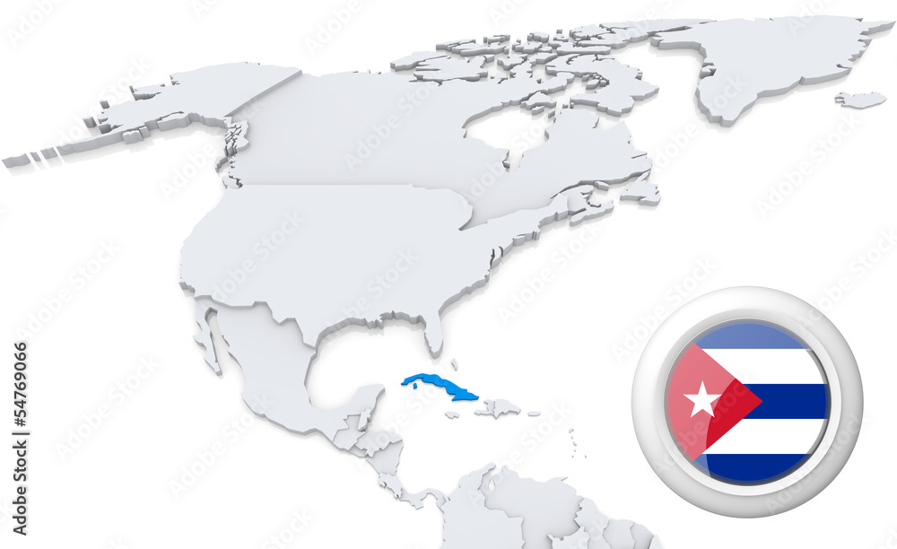 Cuba on a map of North America Illustration Stock | Adobe Stock