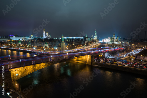 Night view of the Kremlin and bridge over the Moscow River © Pavel Losevsky