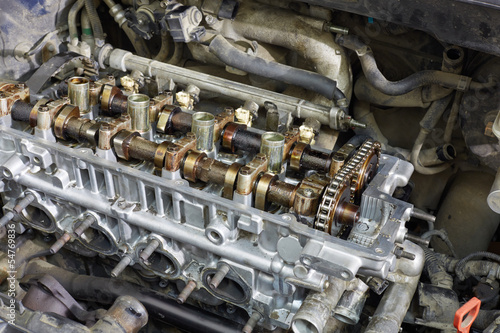 Closeup of gasoline car engine