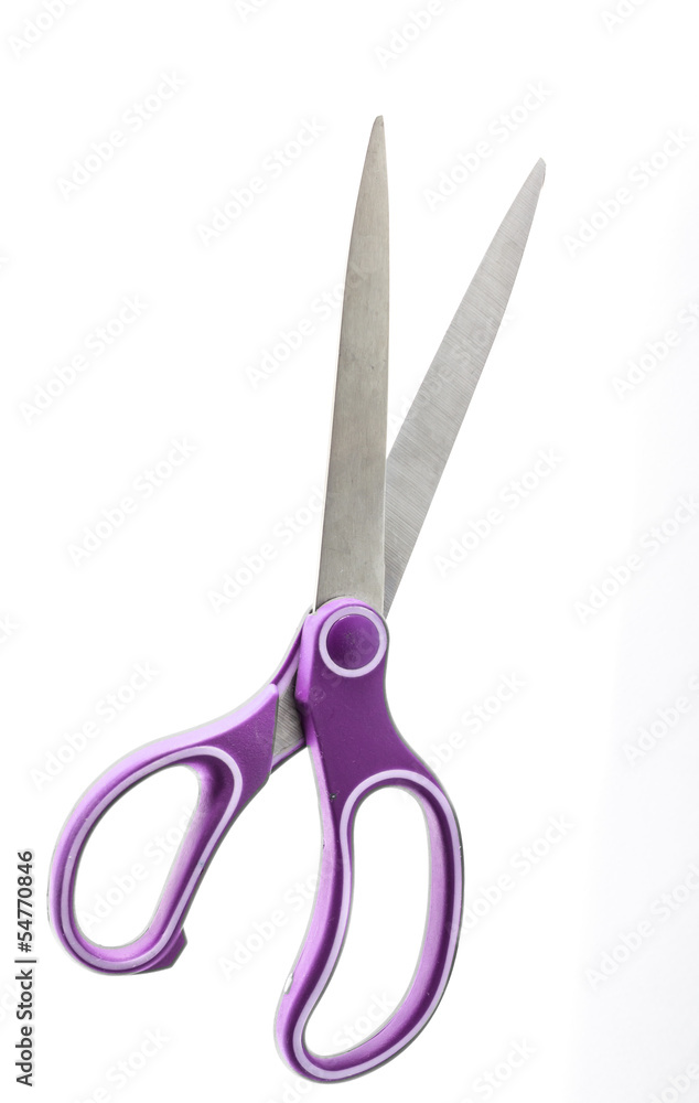 Purple scissors isolated on a white background Purple scissors isolated on a white background