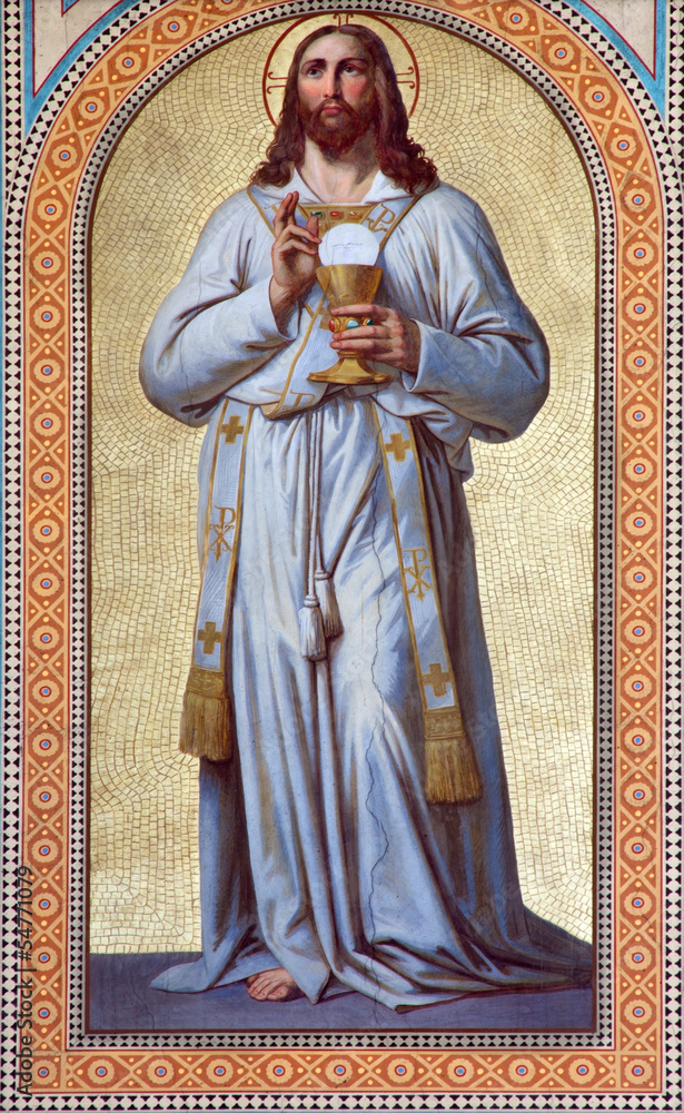 Naklejka premium Wiedeń - Fresco Jezusa Chrystusa jako Kapłana
