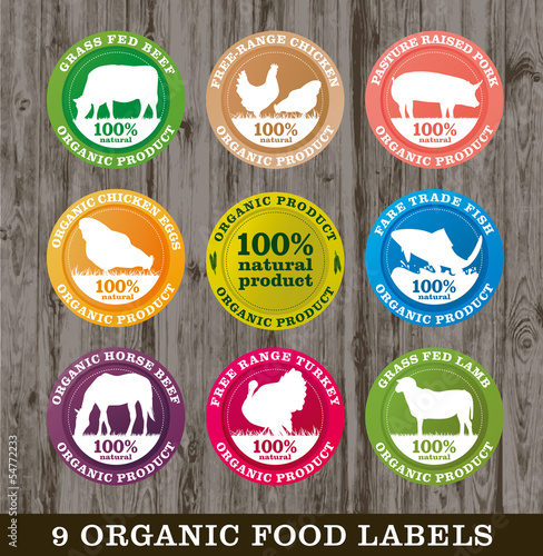 organic food labels vector