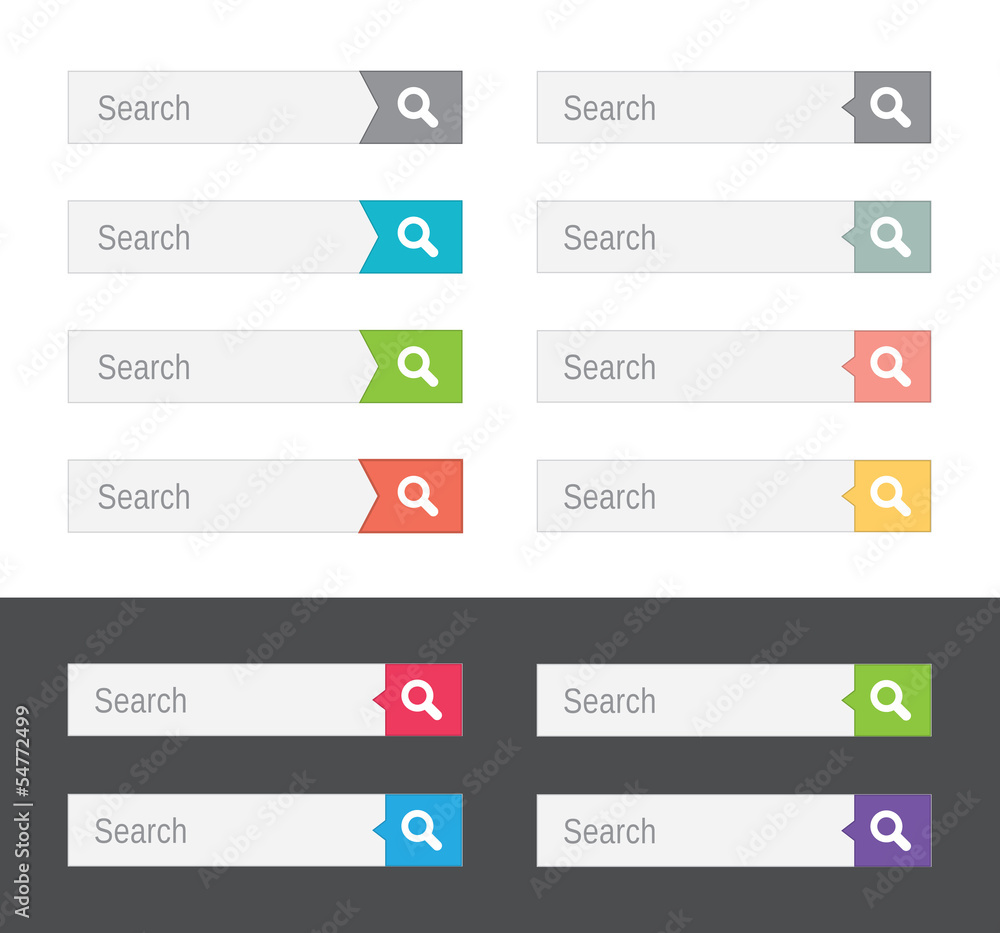 Set of search bars, flat web design elements Set of search bars, flat web design elements