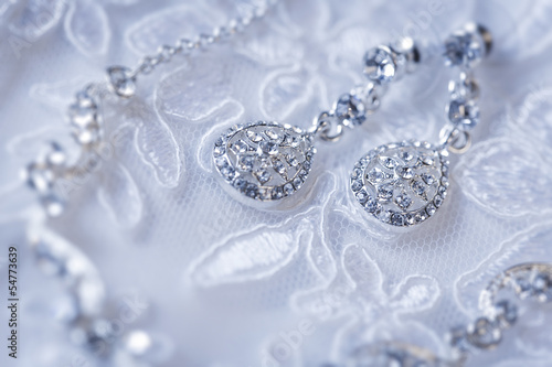 jewelry on a white wedding dress