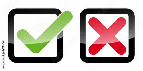 Keuz Haken Icons im Kästchen