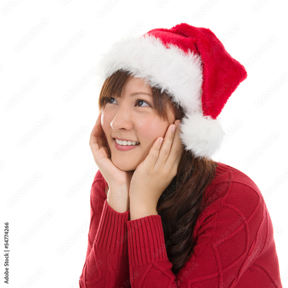 Thoughtful Asian Christmas woman Thoughtful Asian Christmas woman