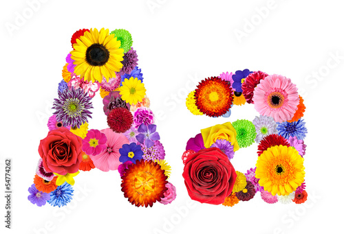 Fototapeta Naklejka Na Ścianę i Meble -  Flower Alphabet Isolated on White - Letter A