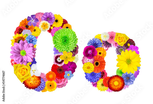 Fototapeta Naklejka Na Ścianę i Meble -  Flower Alphabet Isolated on White - Letter O