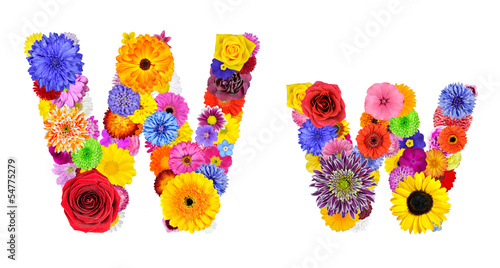 Fototapeta Naklejka Na Ścianę i Meble -  Flower Alphabet Isolated on White - Letter W
