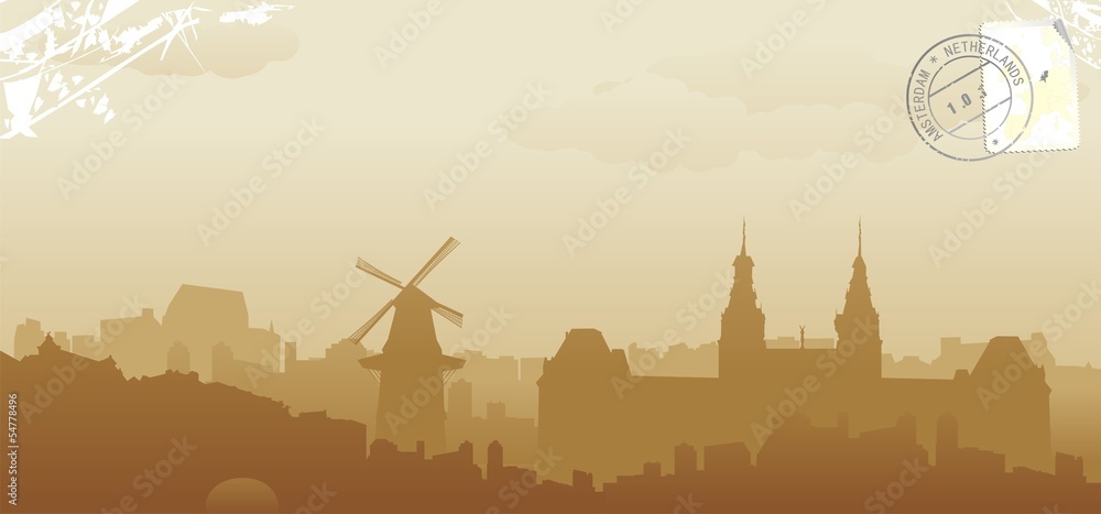 Naklejka premium amsterdam abstract skyline