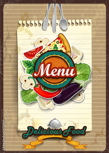 Menu cover with sheet of paper
