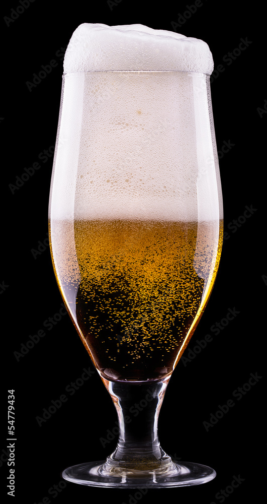 Frosty glass of light beer on black background Frosty glass of light beer on black background
