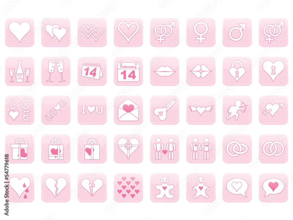 set of pink icons for Day of Valentine set of pink icons for Day of Valentine