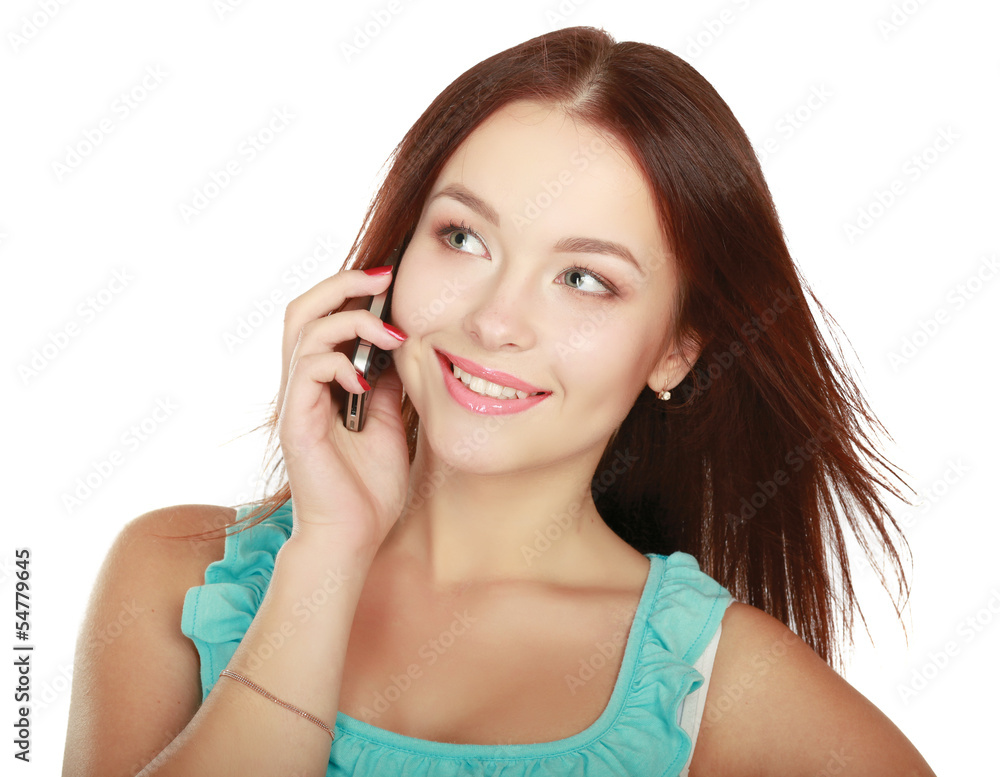 Portrait of beautiful young female using cellphone Portrait of beautiful young female using cellphone