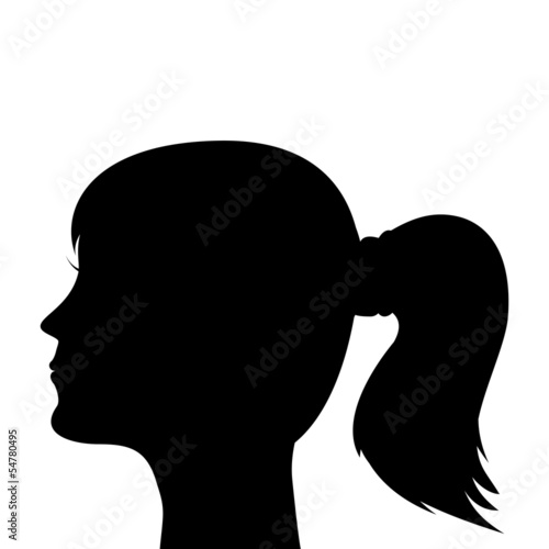 silhouette of a young girl with a ponytail