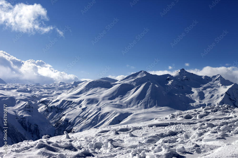 Snow mountains in nice day