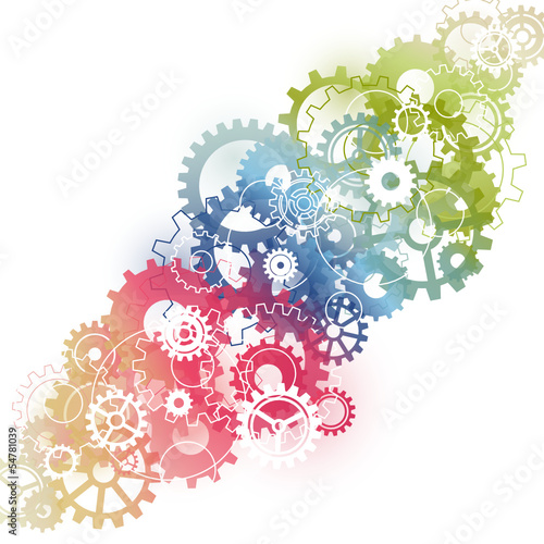 Retro Colored Gears Diagonal