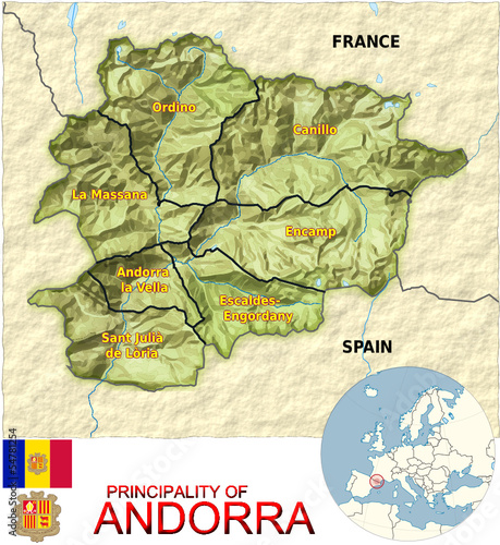 Andorra Europe national emblem map symbol location