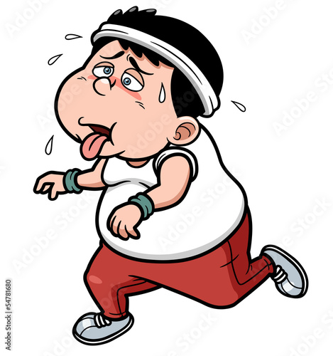 Vector illustration of fat man Jogging tired