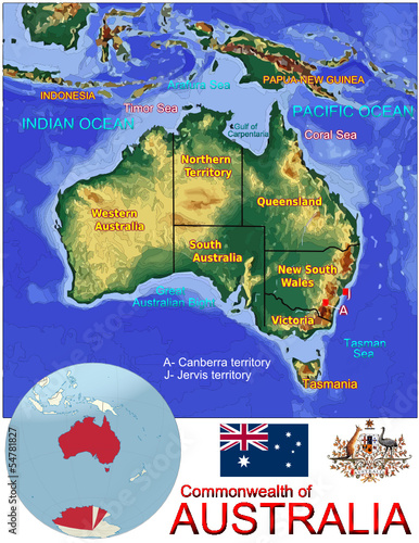 Australia Oceania national emblem map symbol location