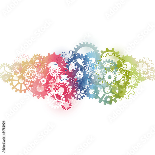 Retro Colored Gears Horizontal