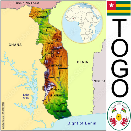 Togo Africa national emblem map symbol location