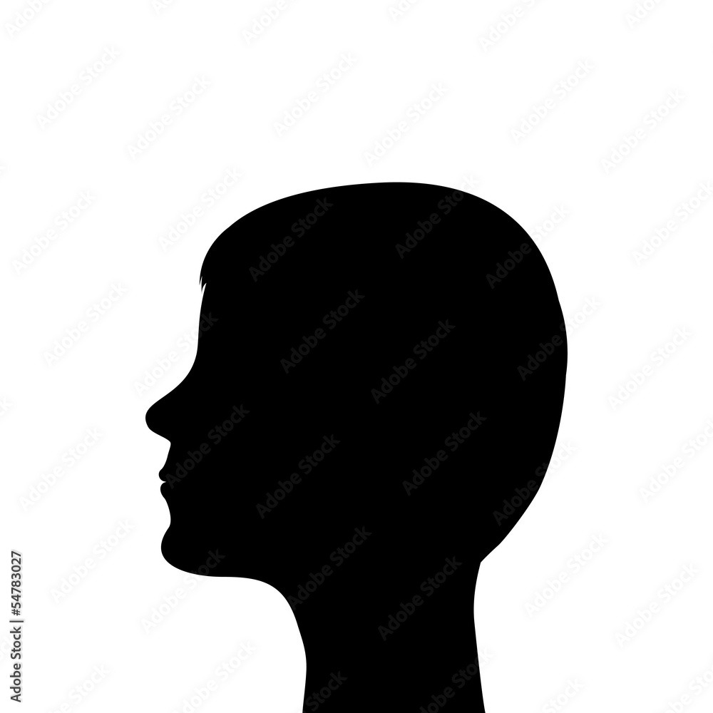 silhouette of a man's head on a white background