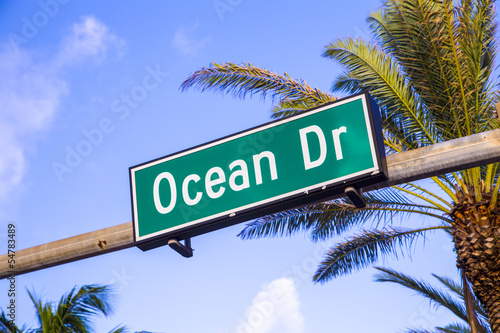 street sign of famous street Ocean Drice in Miami South