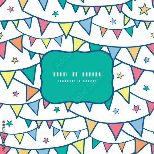 Vector colorful doodle bunting flags frame seamless pattern