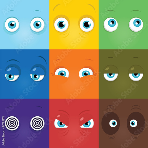 Set of funny cartoon monster eyes