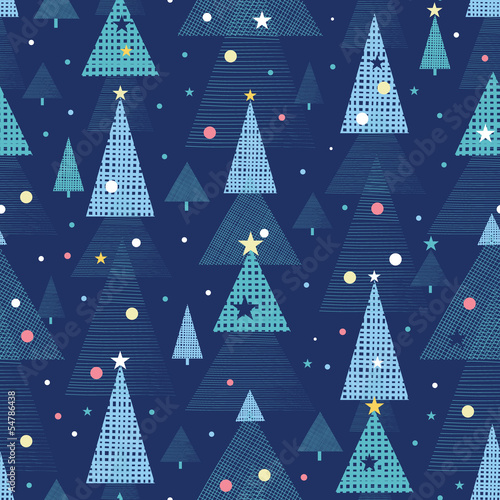 Abstract holiday Christmas trees seamless pattern background