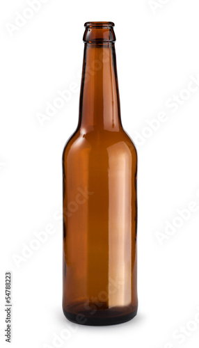 Empty beer bottle. Isolated with clipping path