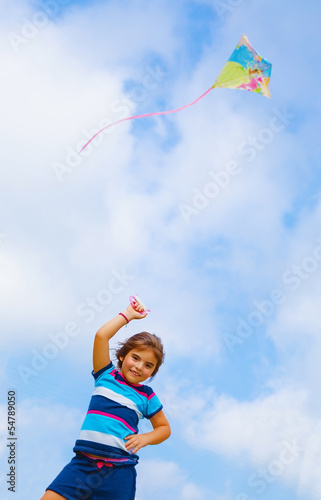 Baby girl play with kite