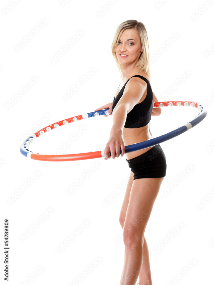 young fitness woman with hula hoop isolated young fitness woman with hula hoop isolated