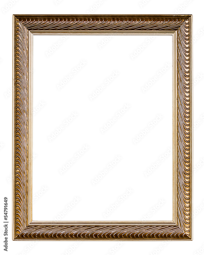 Golden Old Frame, vertical, Isolated on White Golden Old Frame, vertical, Isolated on White