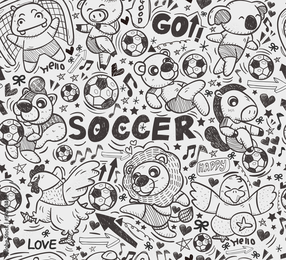 seamless animal soccer player pattern