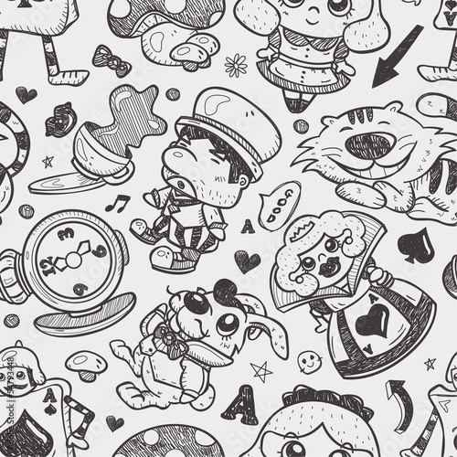 seamless alice in wonderland pattern