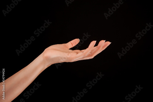 Woman hand on a isolated background