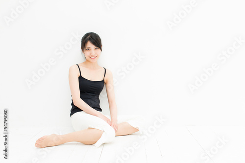 attractive asian woman relaxing