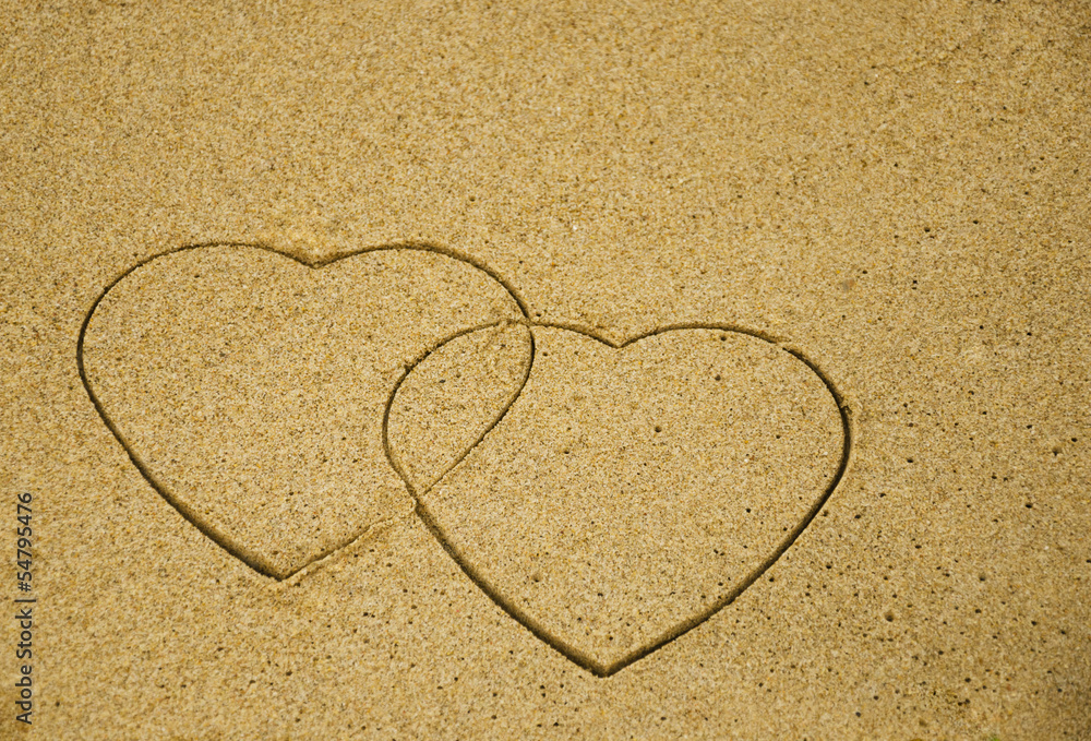 Two hearts on sand Two hearts on sand