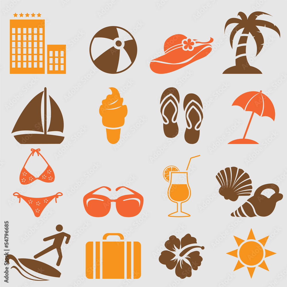 Summer icons set.Vector Summer icons set.Vector