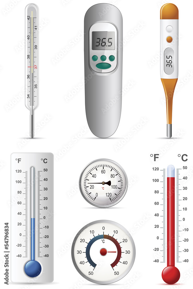 Six different types of thermometers set.Vector Stock Vector | Adobe Stock