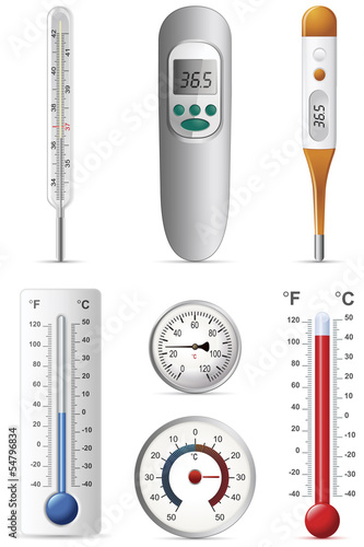 Six different types of thermometers set.Vector