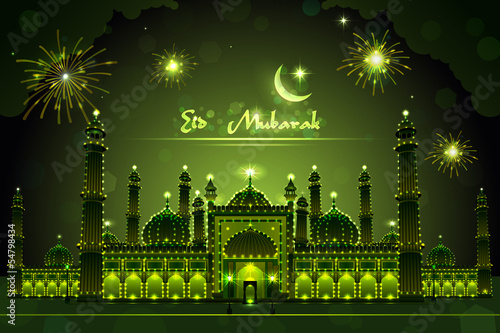 Decorated Mosque on Eid Mubarak