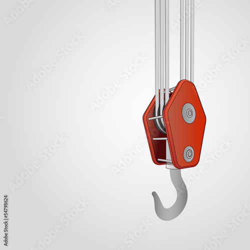 red ending of metallic crane hook vector