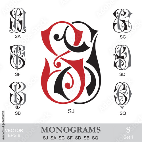 Vintage Monograms SJ SA SC SF SD SB SQ